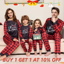 Family Matching Christmas Pyjamas Adult Kids Baby Xmas Nightwear Pajamas Pjs Set