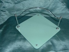 Wonderful Art Deco / MCM Duck Egg Blue Bakelite & Chrome Cake Stand