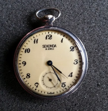 Vintage Sekonda Pocket watch 18 Jewels working condition USSR 44mm