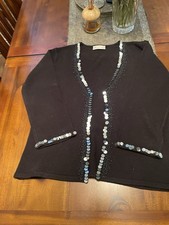 Ladies Black Evening Beaded Cardigan Size 10/12 BHS