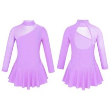 Kid Girl Long Sleeve Figure Skating Dresses Gymnastic Ballet Leotard Dancewear