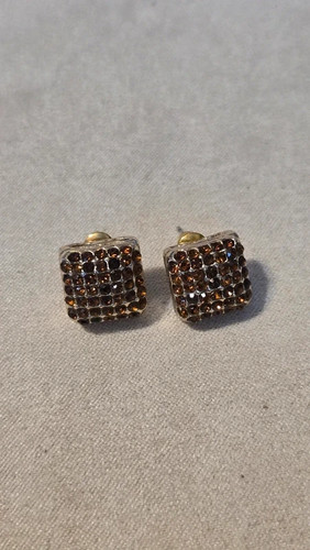 Square gold tone earrings - square, with
