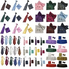 Bow Tie + handkerchief or Cummerbund cufflink kid adult Set Paisley collection