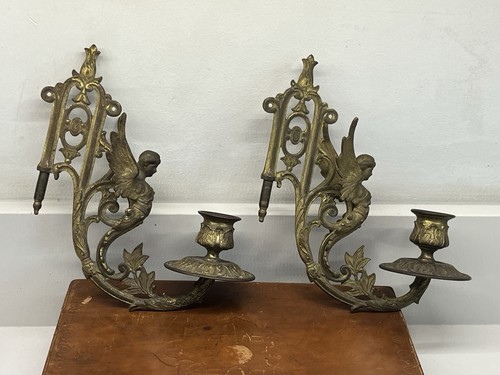 Pair antique french candle - pair, of