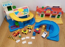 Vintage Fisher Price Playset Garage & Main Street