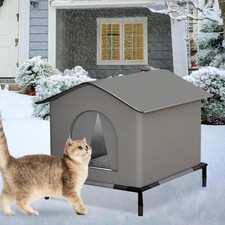 Outdoor Cat House Waterproof Oxford Cloth Portable Insulated Warm Pet Shelter UK