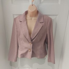Gharani strok smart pale pink wool blend blazer jacket 14
