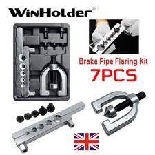 Flare Brake Pipe Line Flaring Tool Kit with 3/16, 1/4, 5/16, 3/8, 1/2" Adapters