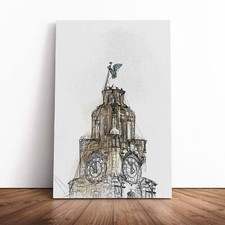 The Liver Building Liverpool In Abstract Canvas Wall Art Print Framed Picture