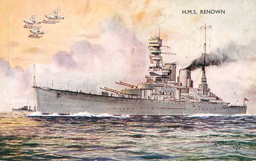 Hms renown postcard - hms,