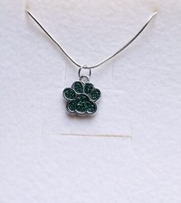 Stunning Green Paw Enamel Pendant And 925 Silver Chain & Twinkle