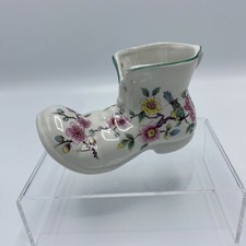 Vintage Old Foley Chinese Rose Ceramic Boot Vase Planter James Kent Ltd - 13cm