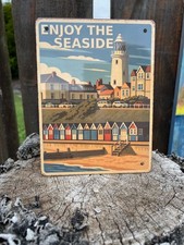 Southwold Tin Sign Vintage British Seaside Beach Huts Retro Metal Wall Art Gift