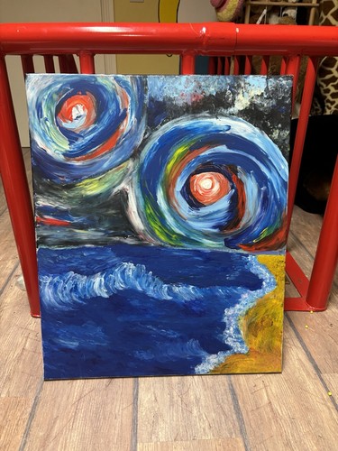 Acrylic painting beach - painting, of