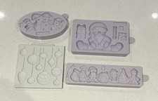 Karen Davies Christmas Silicone Sugarcraft Mould x4 Santa Snowmen Penguin Bauble