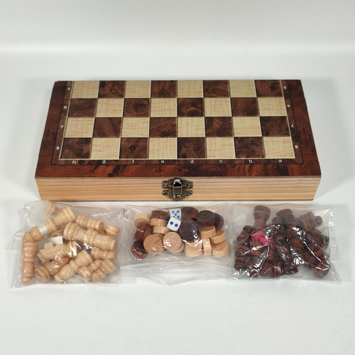Wooden chess backgammon set - wooden,