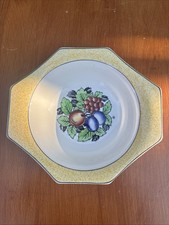 SOHO POTTERY SOLIAN WARE BOWL ART DECO IRONSTONE FRUIT DISH YELLOW & BLACK