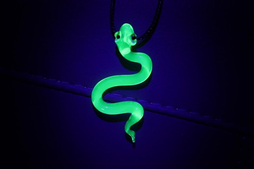 Uranium glass snake pendant - glass,