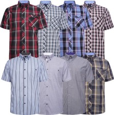 Mens KAM Cotton Rich Check Short Sleeve Button Shirt Work Casual Size M-2XL