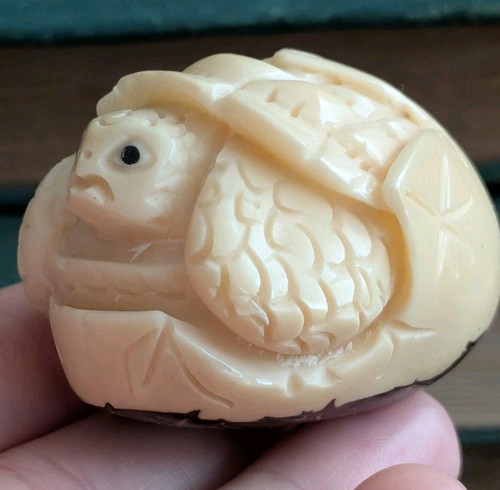 Tagua nut carved netsuke - netsuke, sea