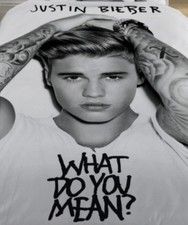 Justin Bieber Duvet (Single) + Pillowcase Set ‘What Do You Mean?' Black/White