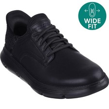 Skechers Garza Gervin Mens Wide Fit Slip Ins Hands Free Shoes Black Size 8-13