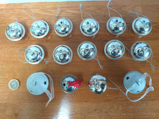 13 Silver Tone & 2 White Metal Jingle Bells Christmas Tree Baubles Decorations