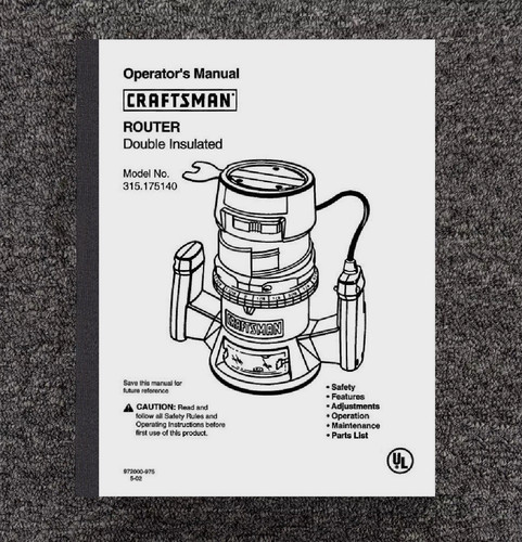 Router operator parts manual - router,