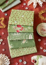 Tilda Fabric - Merry Little Christmas -Fat Quarter Bundle Green - Pack of 5