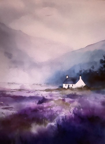 Scotland farmhouse watercolour - farmhouse,