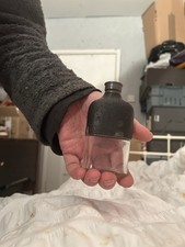 Glass And Leather Hip Flask