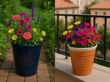 Decorative Bee Embossed Plant Pot 23 cm Ceramic look Indoor Outdoor Garden