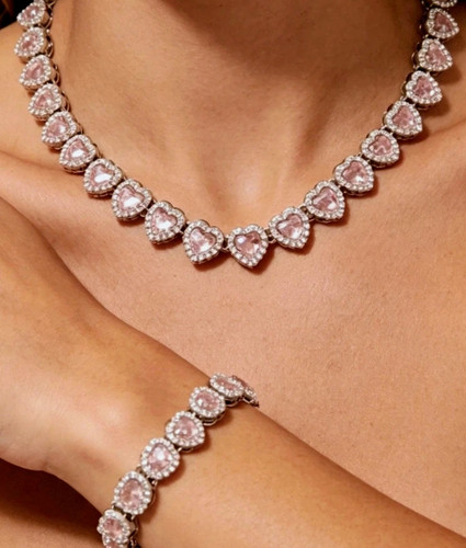 Pink blush heart crystal - heart, &