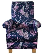 Emma Shipley Audubon Pink Navy Fabric Adult Armchair Chair Birds Gothic