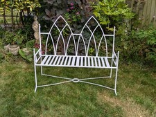 Vintage Gothic Wrought Iron Garden Bench
