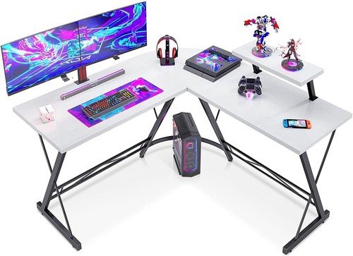 White corner gaming desk - white,