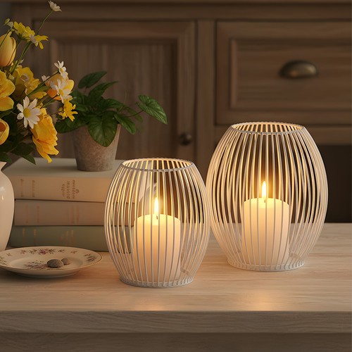 Pcs striped lantern candle - pcs,