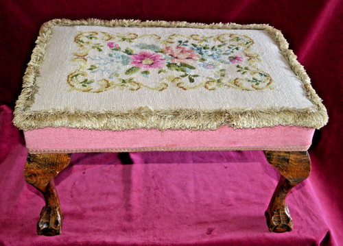 Antique walnut needlepoint - antique,