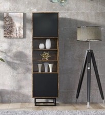 Display Unit 175cm Industrial Oak Effect Cabinet with Cupboard Metal Frame