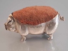 Solid silver pig pin cushion