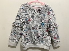 Lovely Girls Next Off White Unicorn Cactus Scribble Print Sweatshirt Jumper 6yrs