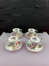 4 x Queen’s Fine China Haworth Floral Tea Cups and Saucers Set