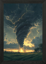 Tornado Sunset Framed Wall Art Poster Canvas Print Picture
