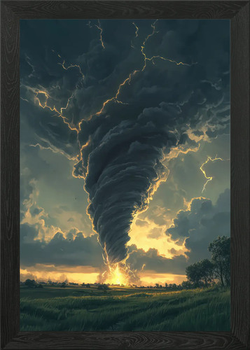 Tornado sunset framed wall - tornado,