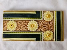 YELLOW FLOWERS PILKINGTON MAJOLICA 6 x 3 INCH ANTIQUE BORDER TILE