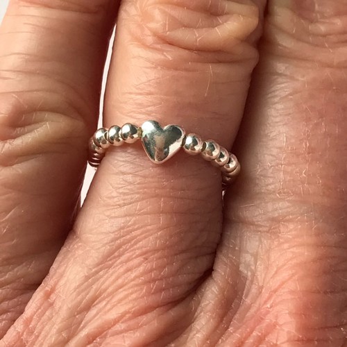 Sterling silver heart bead - silver,