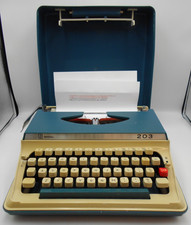 Imperial Litton 203 Portable Vintage Typewriter Cream & Blue in Portable Case