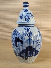 Vintage Delft Apothecary Jar Hand Painted Blue White 16cm x 8cm