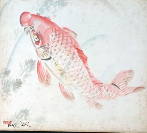Koi carp shikishi woodblock - carp,