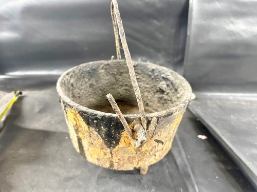 Vintage metal three footed pot - metal,
